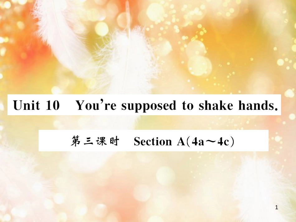 九年级英语全册 Unit 10 You’re supposed to shake hands（第3课时）习题课件 （新版）人教新目标版_第1页