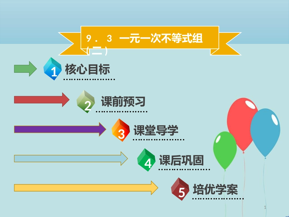 【名师导学】七年级数学下册 第九章 不等式与不等式组 9.3 一元一次不等式（二）课件 （新版）新人教版_第1页