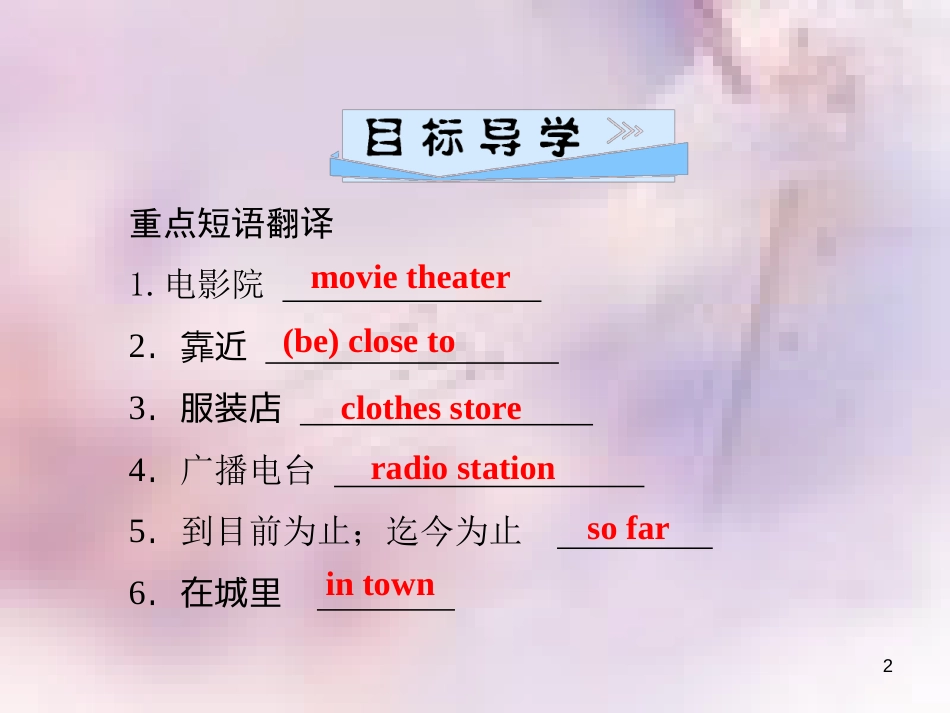 八年级英语上册 Unit 4 What’s the best movie theater（第1课时）Section A（1a-2d）导学课件 （新版）人教新目标版_第2页