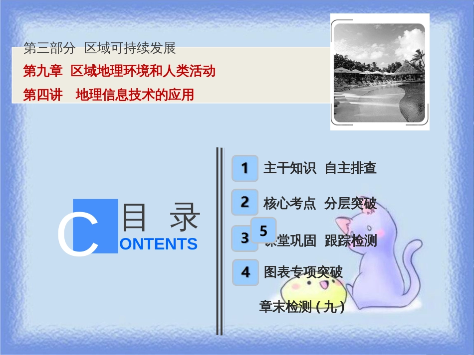 高考地理一轮复习 第三部分 区域可持续发展 第九章 区域地理环境和人类活动 第四讲 地理信息技术的应用课件 中图版_第1页