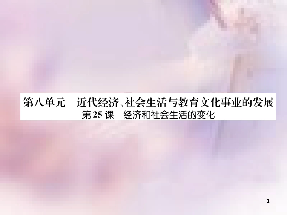 八年级历史上册 练习手册 第8单元 近代经济、社会生活与教育文化事业的发展 第25课 经济和社会生活的变化课件 新人教版_第1页