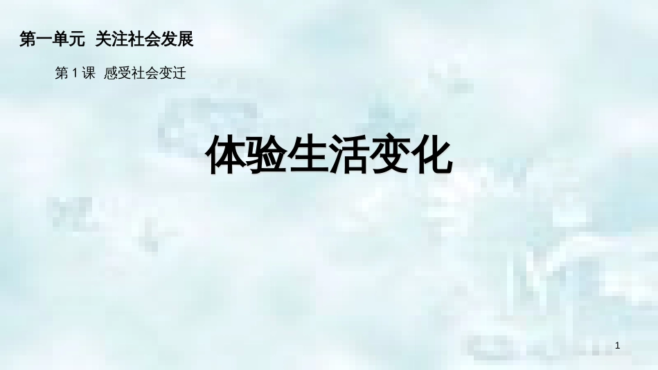 九年级道德与法治上册 第一单元 关注社会发展 第1课 感受社会变迁 第二框 体验生活变化优质课件 苏教版_第1页