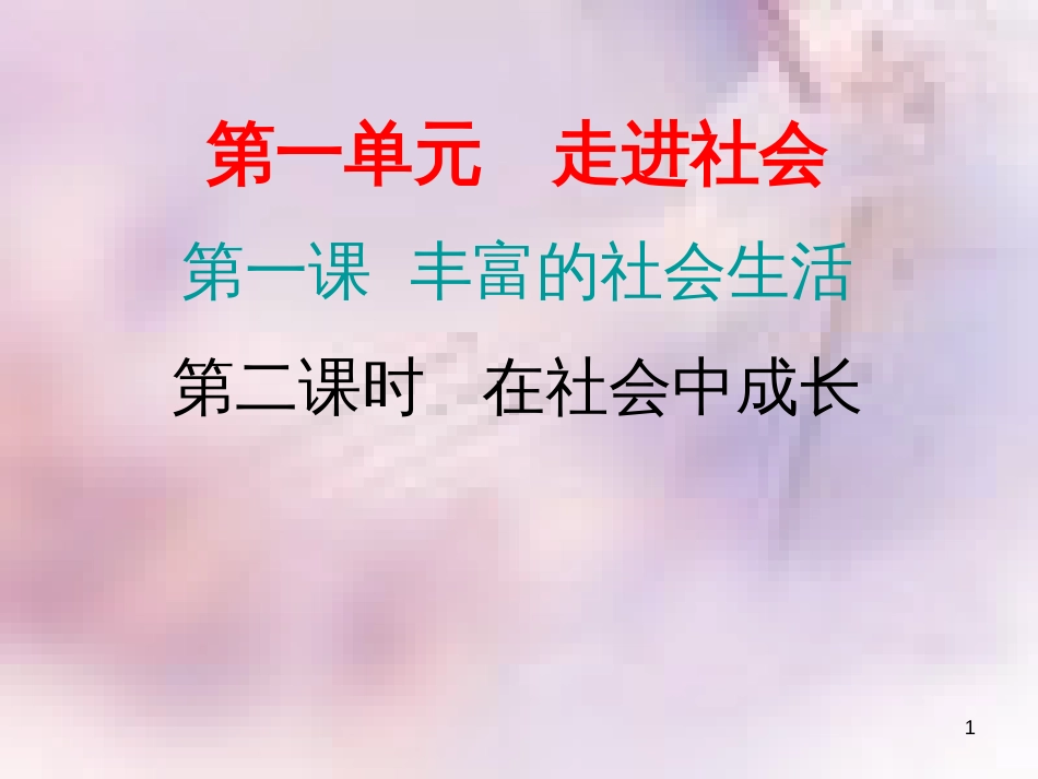 八年级道德与法治上册 第一单元 走进社会生活 第一课 丰富的社会生活 第二框 在社会中成长习题课件 新人教版_第1页