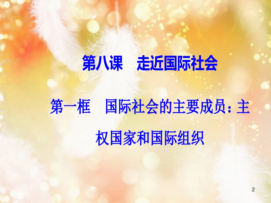 高中政治 第4单元 当代国际社会 第八课 第一框 国际社会的主要成员：主权国家和国际组织课件 新人教版必修2_第2页