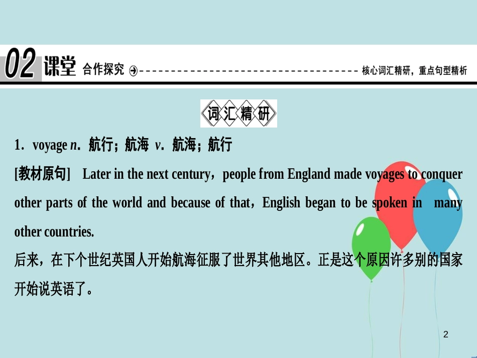 高中英语 Unit 2  English around the world Section Ⅱ Warming Up & Reading-Language Points课件 新人教版必修1_第2页