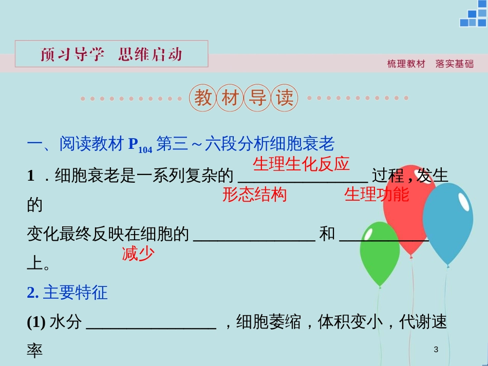 高中生物 第五章 细胞增殖、分化、衰老和凋亡 第二节 细胞分化、衰老和凋亡 第2讲 细胞的衰老和凋亡课件 苏教版必修1_第3页