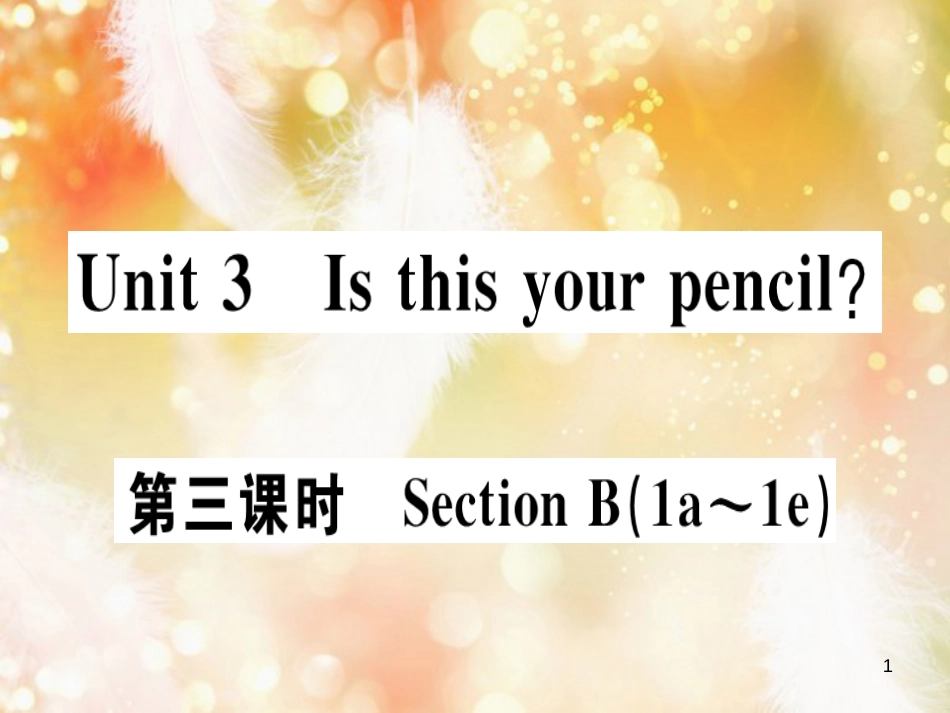 七年级英语上册 Unit 3 Is this your pencil（第3课时）习题课件 （新版）人教新目标版_第1页