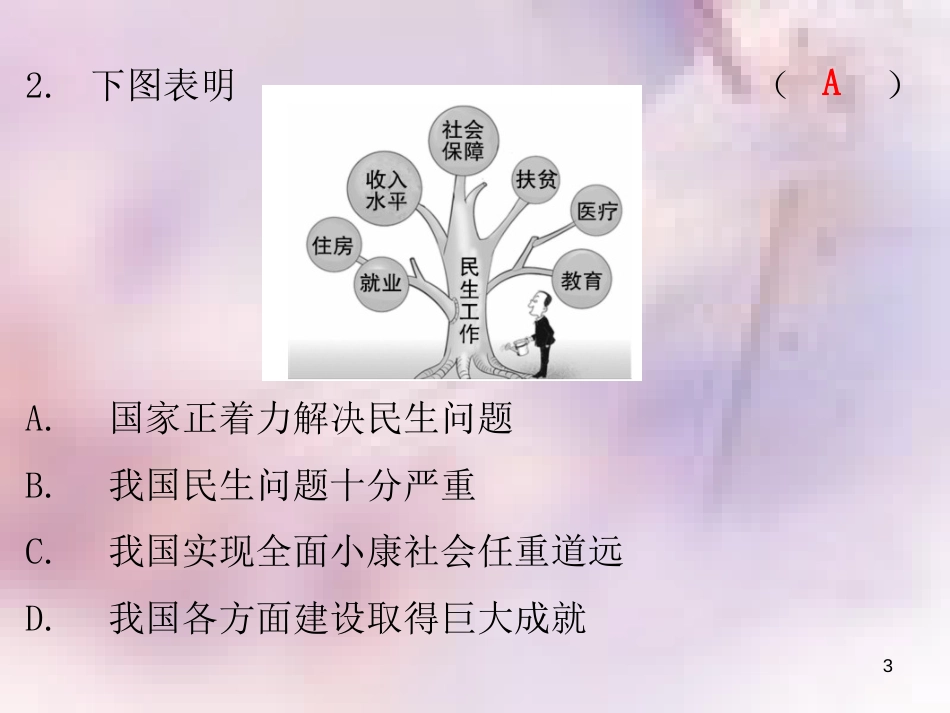 八年级道德与法治上册 第四单元 维护国家利益 第十课 建设美好祖国 第一框 关心国家发展习题课件 新人教版_第3页