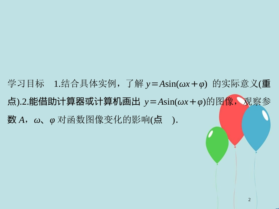 高中数学 第一章 三角函数 1.8 函数y＝Asin（ωx＋φ）的图像与性质（一）课件 北师大版必修4_第2页