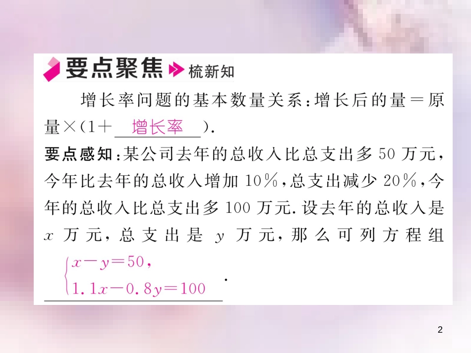 八年级数学上册 第5章 二元一次方程组 5.4 应用二元一次方程组—增收节支作业课件 （新版）北师大版_第2页