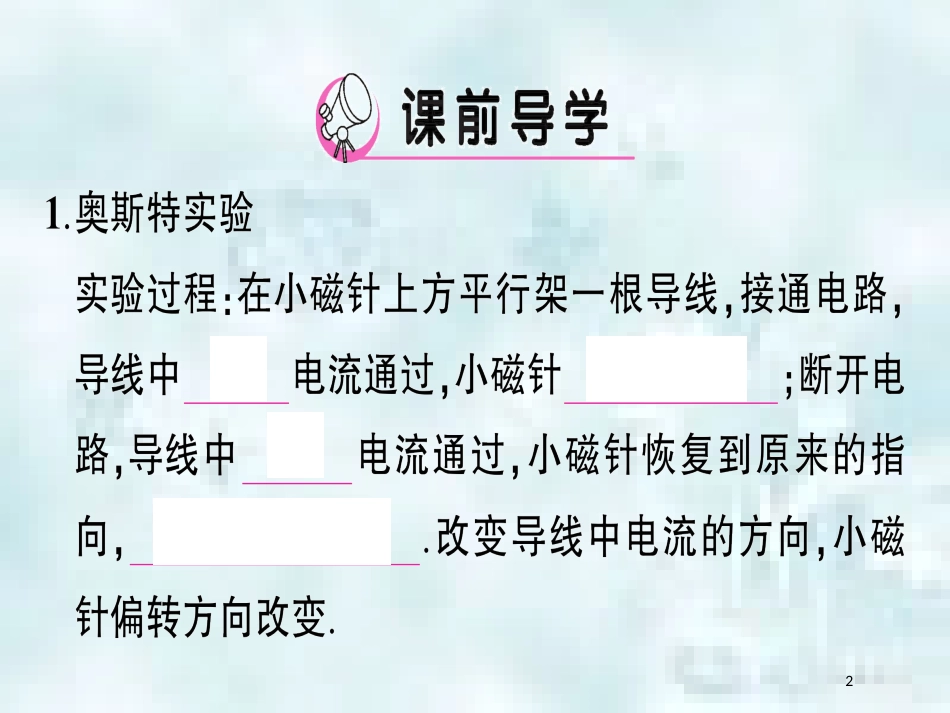 九年级物理全册 第十七章 第二节 电流的磁场（第1课时 奥斯特实验通电螺线管的磁场）习题优质课件 （新版）沪科版_第2页