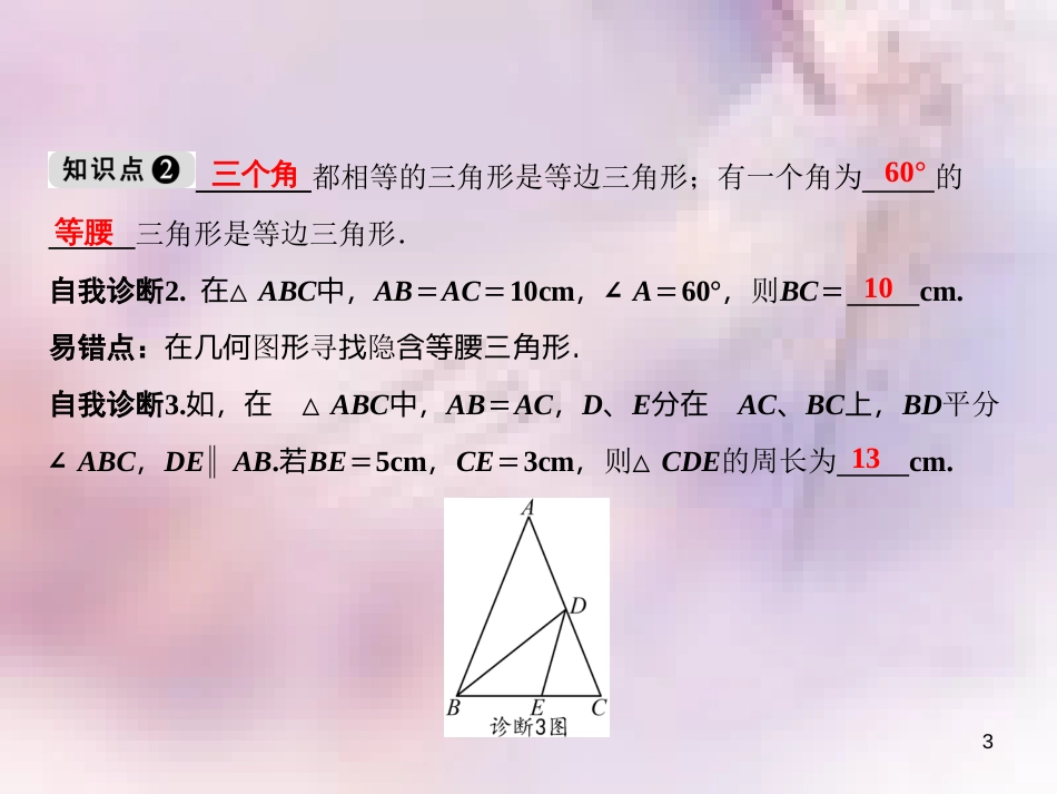 八年级数学上册 第13章 全等三角形 13.3 等腰三角形 2 等腰三角形的判定课件 （新版）华东师大版_第3页