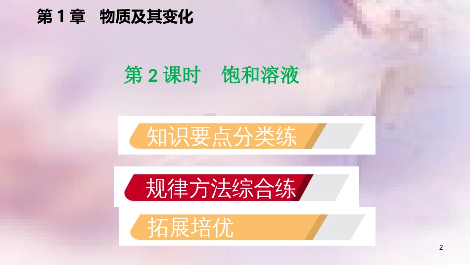 八年级科学上册 第1章 水和水的溶液 1.5 物质的溶解 1.5.2 饱和溶液练习课件 （新版）浙教版_第2页