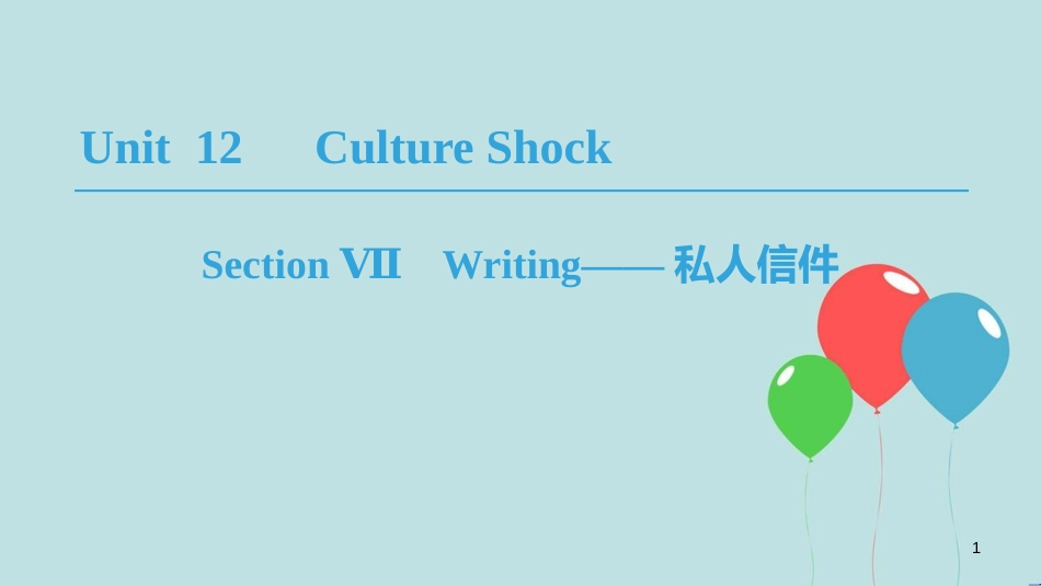 高中英语 Unit 12 Culture Shock Section Ⅶ Writing——私人信件课件 北师大版必修4_第1页