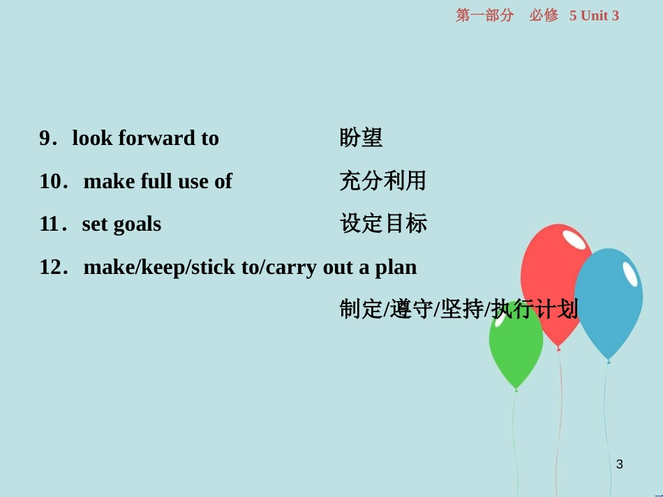 （浙江专版）高考英语一轮复习 第一部分 基础考点聚焦 Unit 3 Life in the future课件 新人教版必修5_第3页