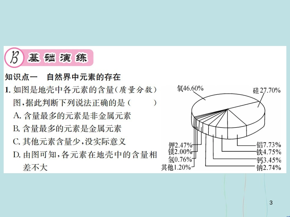 （遵义专版）九年级化学全册 第3章 物质构成的奥秘 3.2 组成物质的化学元素 第2课时 元素的存在与人体健康课件 沪教版_第3页