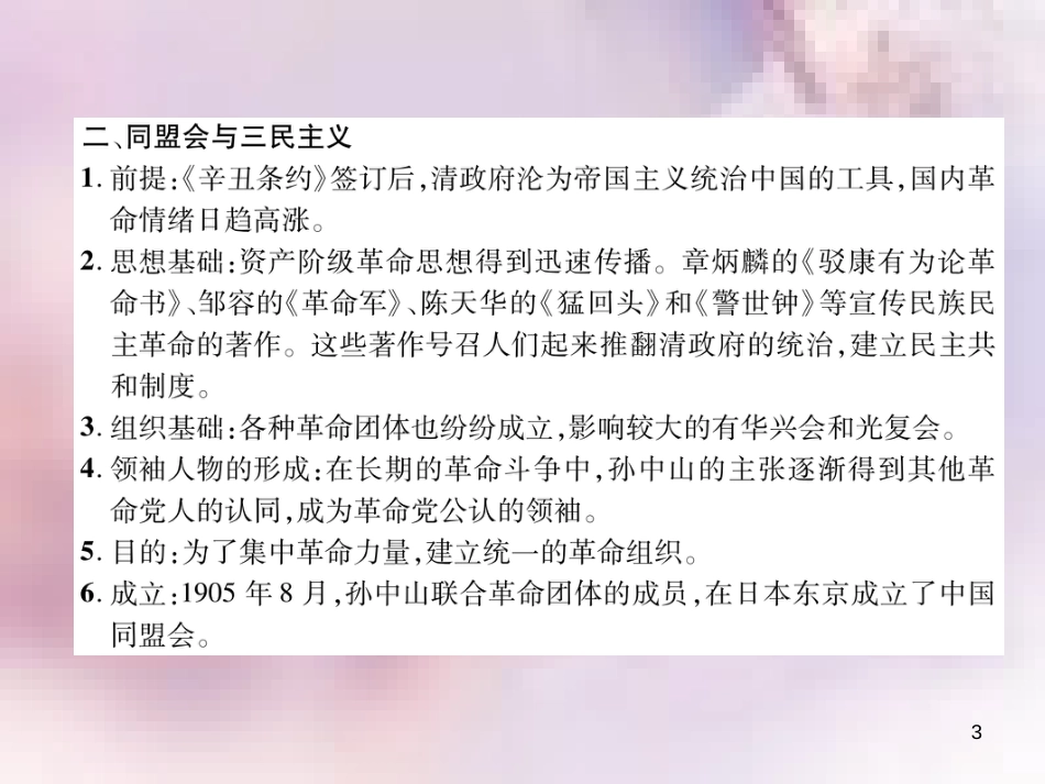 八年级历史上册 练习手册 第3单元 资产阶级民主革命与中华民国的建立 第8课 革命先行者孙中山课件 新人教版_第3页