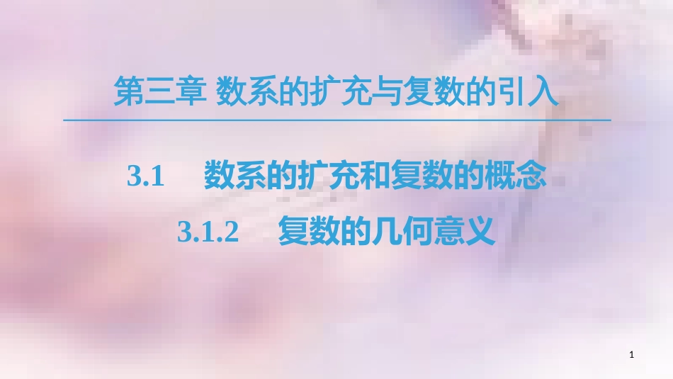 高中数学 第3章 数系的扩充与复数的引入 3.1 数系的扩充和复数的概念 3.1.2 复数的几何意义课件 新人教A版选修1-2_第1页