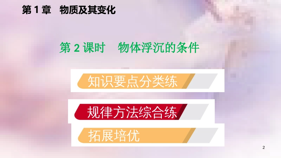 八年级科学上册 第1章 水和水的溶液 1.3 水的浮力 1.3.2 物体浮沉的条件练习课件 （新版）浙教版_第2页