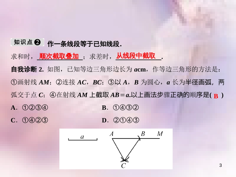 八年级数学上册 第13章 全等三角形 13.4 尺规作图 1 作一条线段等于已知线段 2 作一个角等于已知角课件 （新版）华东师大版_第3页