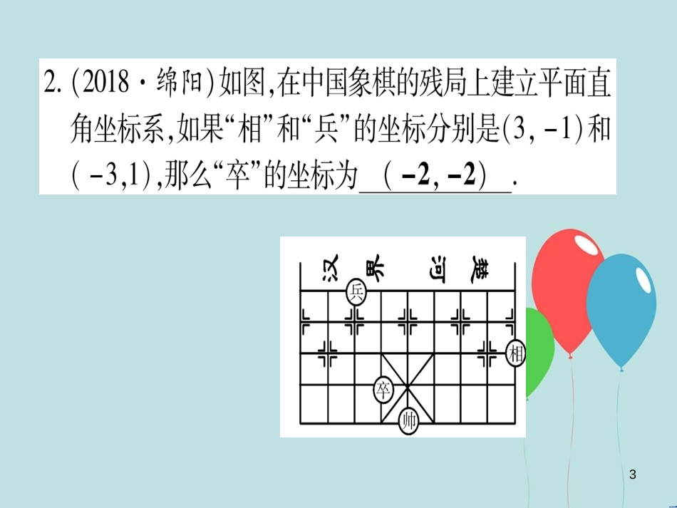 （云南专用）2019中考数学 第一轮 考点系统复习 第3章 函数 第1节 平面直角坐标系与函数作业课件_第3页