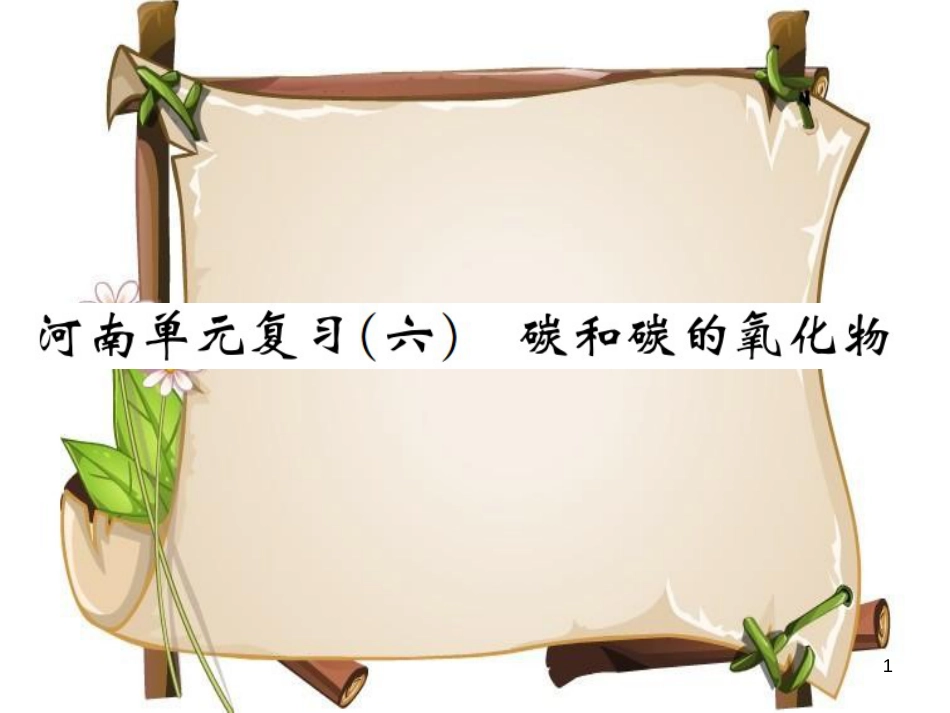 （河南专版）九年级化学上册 第六单元 碳和碳的氧化物单元复习（六）碳和碳的氧化物（增分课练）习题课件 （新版）新人教版_第1页