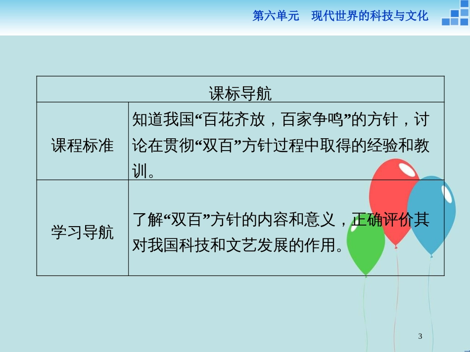 2017-2018学年高中历史 第六单元 现代世界的科技与文化 第29课 百花齐放 百家争鸣课件 岳麓版必修3_第3页