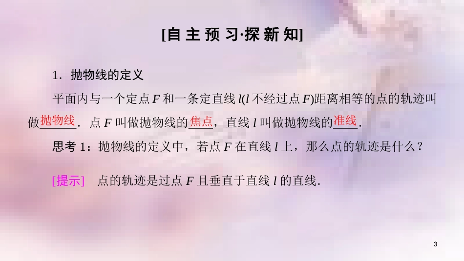 高中数学 第二章 圆锥曲线与方程 2.4 抛物线 2.4.1 抛物线及其标准方程课件 新人教A版选修2-1_第3页