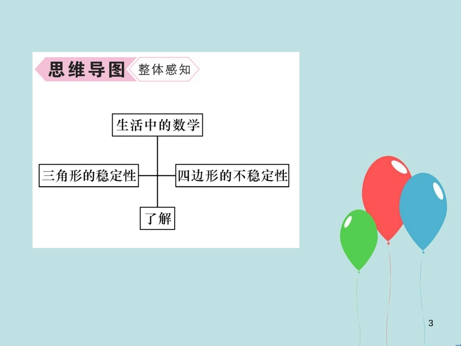 （遵义专版）八年级数学上册 第11章 三角形 11.1 与三角形有关的线段 11.1.3 三角形的稳定性习题课件 （新版）新人教版_第3页