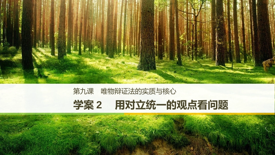 2017-2018学年高中政治 第三单元 思想方法与创新意识 第九课 唯物辩证法的实质与核心 2 用对立统一的观点看问题课件 新人教版必修4_第1页