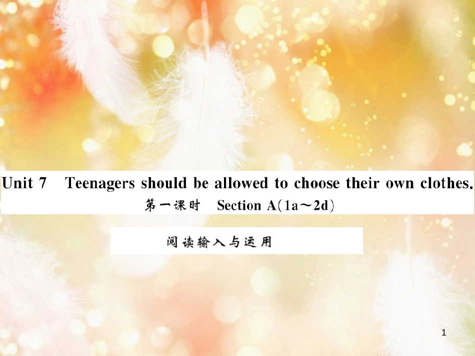 九年级英语全册 Unit 7 Teenagers should be allowed to choose their own clothes阅读输入与运用习题课件 （新版）人教新目标版_第1页