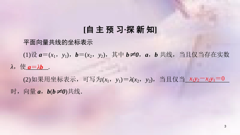 高中数学 第二章 平面向量 2.3 平面向量的基本定理及坐标表示 2.3.4 平面向量共线的坐标表示课件 新人教A版必修4_第3页