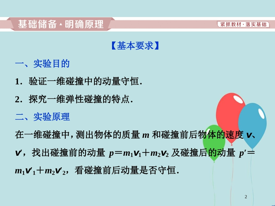 （浙江专版）高考物理一轮复习 第13章 动量守恒定律近代物理 3 实验十三 验证动量守恒定律课件 新人教版_第2页