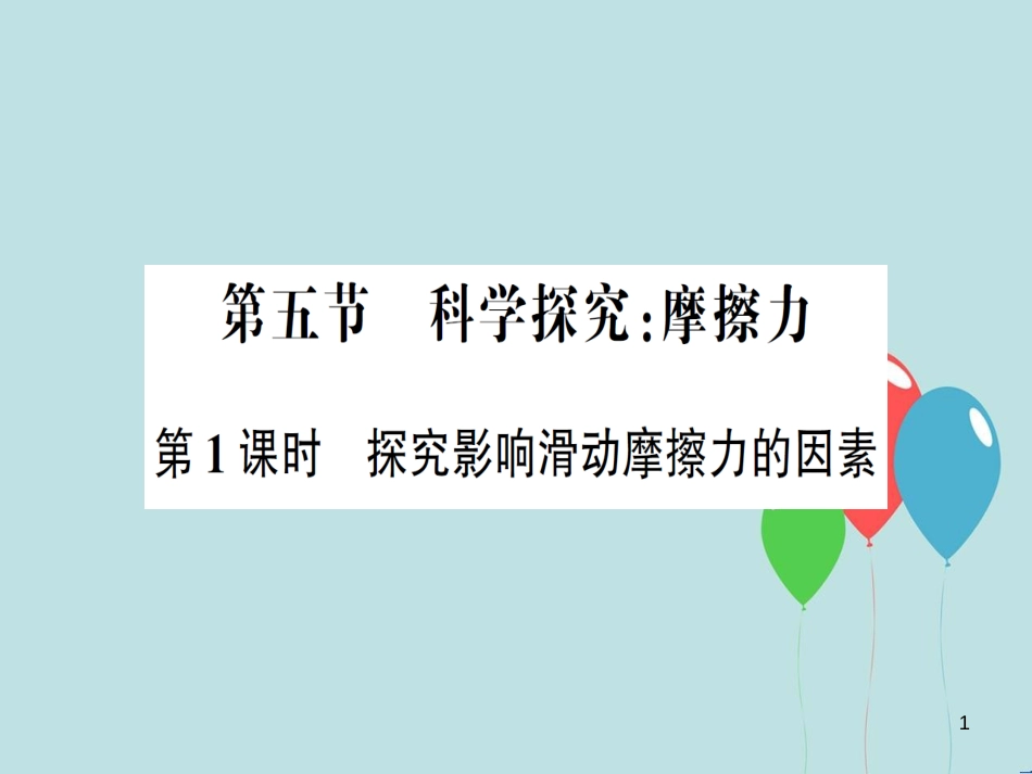 （遵义专版）八年级物理全册 第六章 第五节 科学探究：摩擦力（第1课时 探究影响滑动摩擦力的因素）习题课件 （新版）沪科版_第1页