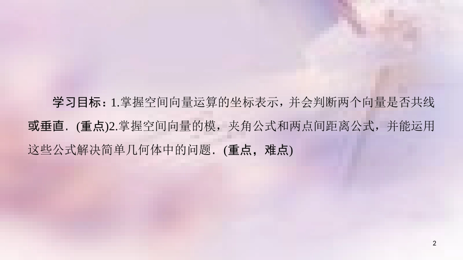 高中数学 第三章 空间向量与立体几何 3.1 空间向量及其运算 3.1.5 空间向量运算的坐标表示课件 新人教A版选修2-1_第2页