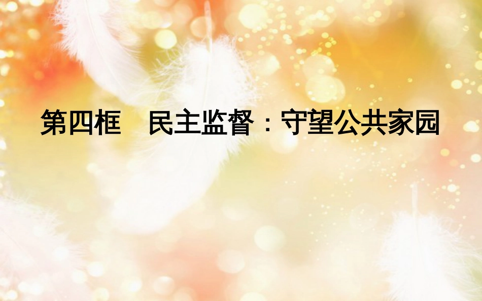 高中政治 第一单元 公民的政治生活 第二课 我国公民的政治参与 第四框 民主监督守望公共家园课件 新人教版必修2_第1页