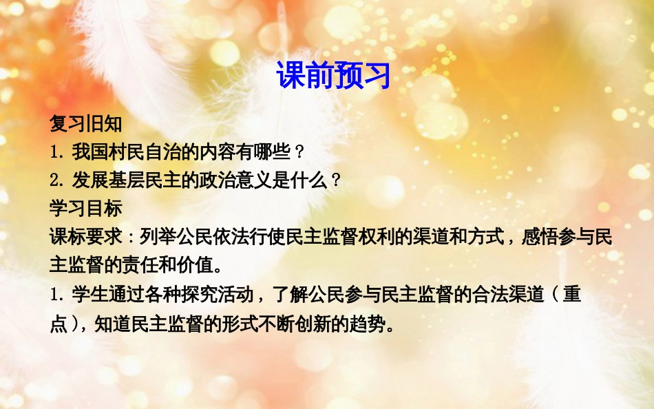 高中政治 第一单元 公民的政治生活 第二课 我国公民的政治参与 第四框 民主监督守望公共家园课件 新人教版必修2_第3页