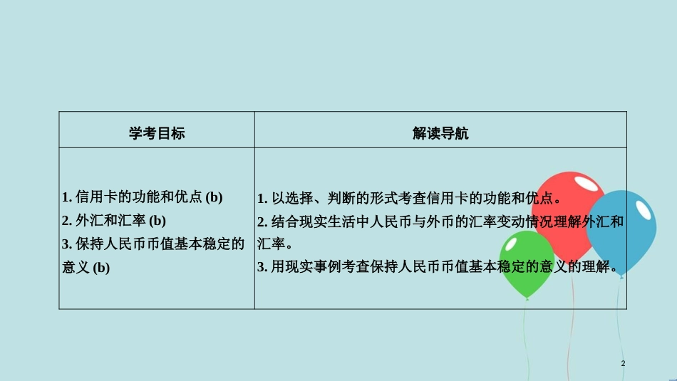 （浙江专版）高中政治 第一单元 生活与消费 第一课 神奇的货币 2 信用卡、支票和外汇课件 新人教版必修1_第2页