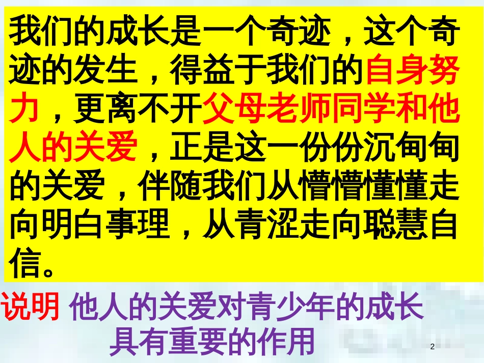 九年级道德与法治上册 第一单元 我们真的长大了 第三课 伸出你的手 第一框在关爱中成长优质课件 人民版_第2页