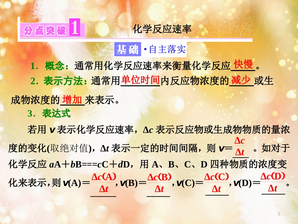 高中化学 专题2 化学反应速率与化学平衡 第一单元 第一课时 化学反应速率的表示方法课件 苏教版选修4_第3页