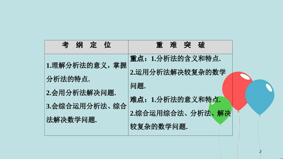 高中数学 第二章 推理与证明 2.2 直接证明与间接证明 2.2.1 第2课时 分析法课件 新人教A版选修2-2_第2页