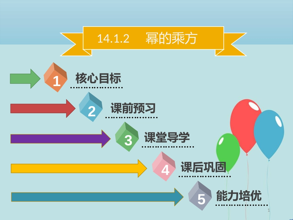 【名师导学】八年级数学上册 第十四章 整式的乘法与因式分解 14.1.2 幂的乘方同步课件 （新版）新人教版_第1页