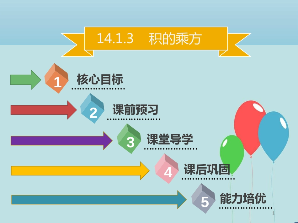 【名师导学】八年级数学上册 第十四章 整式的乘法与因式分解 14.1.3 积的乘方同步课件 （新版）新人教版_第1页