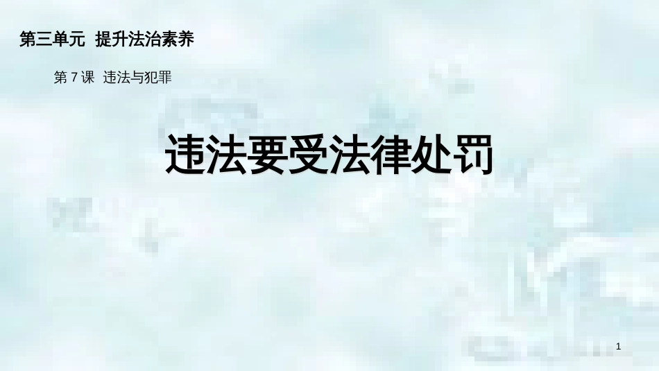 九年级道德与法治上册 第三单元 提升法治素养 第7课 违法与犯罪 第2框 违法要受法律处罚优质课件 苏教版_第1页