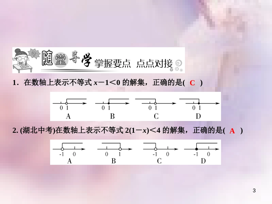 八年级数学上册 第4章 一元一次不等式（组）4.3 一元一次不等式的解法 第2课时 不等式的解集在数轴上表示课件 （新版）湘教版_第3页