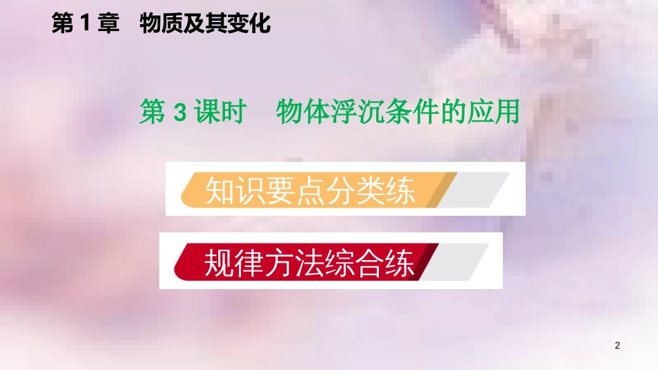 八年级科学上册 第1章 水和水的溶液 1.3 水的浮力 1.3.3 物体浮沉条件的应用练习课件 （新版）浙教版_第2页