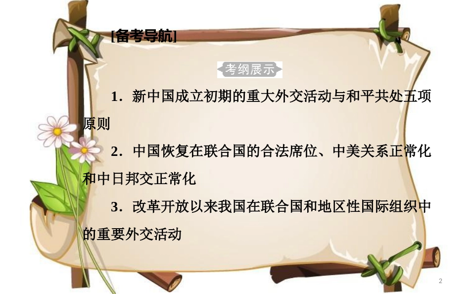 （通用版）高中历史学业水平测试复习 专题八 考点1 新中国成立初期的重大外交活动与和平共处五项原则课件_第2页