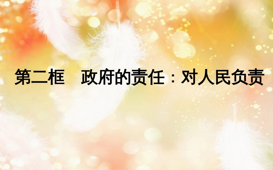 高中政治 第二单元 为人民服务的政府 第三课 我国政府是人民的政府 第二框 政府的责任对人民负责课件 新人教版必修2_第1页