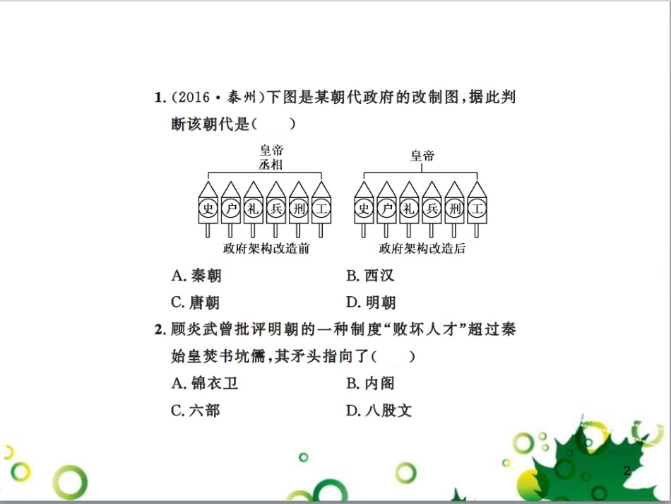 中考历史总复习 模块一 中国古代史 第一单元 中华文明的起源、国家的产生和社会的发展课时提升课件 (133)_第2页