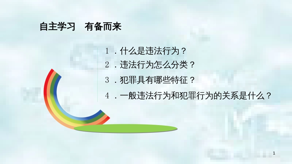 九年级道德与法治上册 第三单元 提升法治素养 第7课 违法与犯罪 第1框 一般违法行为与犯罪行为优质课件 苏教版_第1页